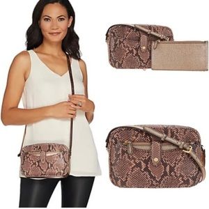 NWOT Gili Leather Snakeskin Crossbody Handbag